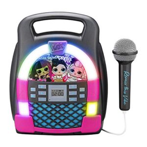 lol surprise! remix omg bluetooth karaoke machine mp3 player portable with led disco light show, store hours of music with built in memory, record, real working microphone, usb port