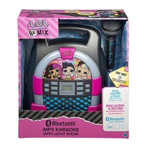 LOL Surprise! Remix OMG Bluetooth Karaoke Machine MP3 Player Portable with LED Disco Light Show, Store Hours of Music with Built in Memory, Record, Real Working Microphone, USB Port