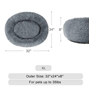 OQQ Cuddler Dog Bed | Soft Faux Fur Surface Material | Donut Pillow Bed, Machine Washable | Non-Slip Bottom | Delicate Edge