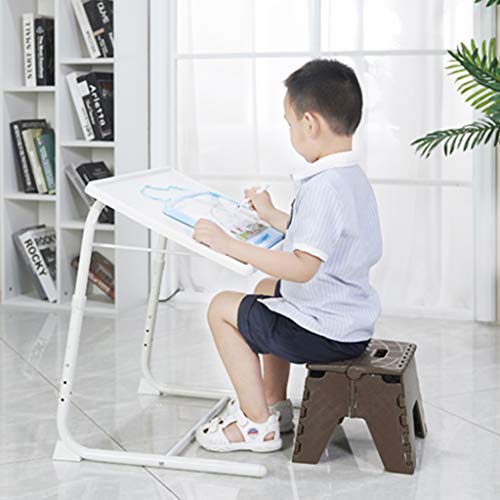 TOE Computer Desk Multifunctional Portable Study Writing Desk Adjustable Folding Laptop Desk Learning Desk for Home Office (Color : White)