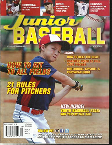 JUNIOR BASEBALL MAGAZINE, HOW TO HIT TO ALL FIELDS JULY/AUGUST, 2018