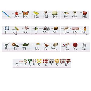 AUONY Alphabet Bulletin Board Set, Alphabet Banner Number Banner Alphabet Wall Classroom Decorations Bulletin Board Border for Playroom Bedroom Nursery Room Decorations, 11 Sheets