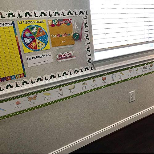 AUONY Alphabet Bulletin Board Set, Alphabet Banner Number Banner Alphabet Wall Classroom Decorations Bulletin Board Border for Playroom Bedroom Nursery Room Decorations, 11 Sheets