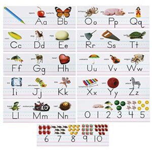 AUONY Alphabet Bulletin Board Set, Alphabet Banner Number Banner Alphabet Wall Classroom Decorations Bulletin Board Border for Playroom Bedroom Nursery Room Decorations, 11 Sheets