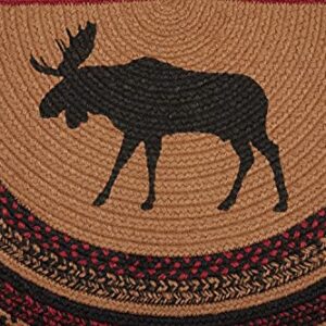 VHC Brands Cumberland Rustic Kitchen Rug, Cozy Natural & Dyed Jute Moose Pattern Tan Entryway Doormat Half Circle 16.5x33