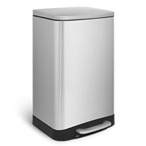 unknown1 fingerprint free brushed stainless steel rectangular step-on trash can silver rectangle stainless steel fingerprint proof