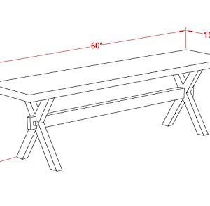 East West Furniture Dining Bench, 72 x 15 x 18, XB677