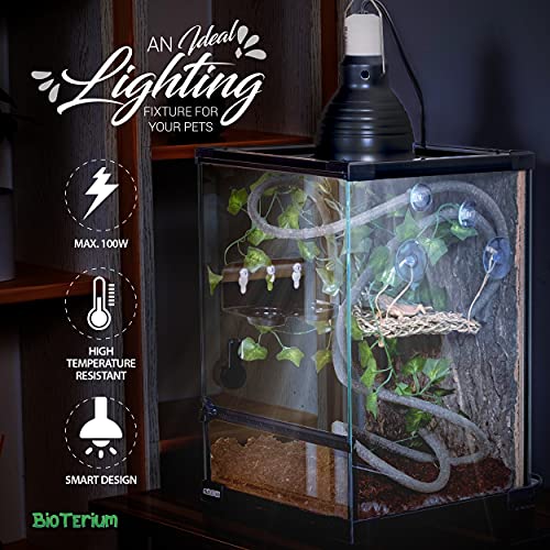 BIOTERIUM Reptile Heat Lamp Bulb | Full Spectrum Beam Basking Bulb with UVA Light | Terrarium 100 Watt Basking Bulb | Self-Ballasted Vapor Reptile Bulb | Amphibian and Reptile Basking Light