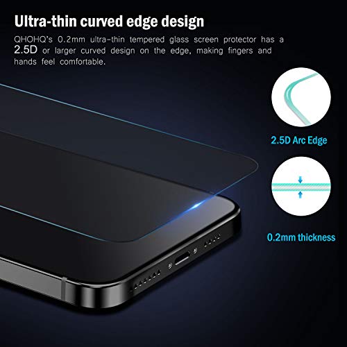 QHOHQ 2 Pack Privacy Screen Protector for iPhone 12 Pro 6.1" with 2 Packs Camera Lens Protector,Full Screen Tempered Glass Film,9H Hardness Anti-Shatter, Anti Spy, Touch Sensitive - Case Friendly