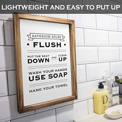 Wood Bathroom Rules Sign Decor Funny 11x16 Inch, Cute Bathroom Sign Decor, Bathroom Rules Wall Art, Funny Bathroom Signs, Bathroom Farmhouse Wall Decor, Toilet Rules Sign for Bathroom