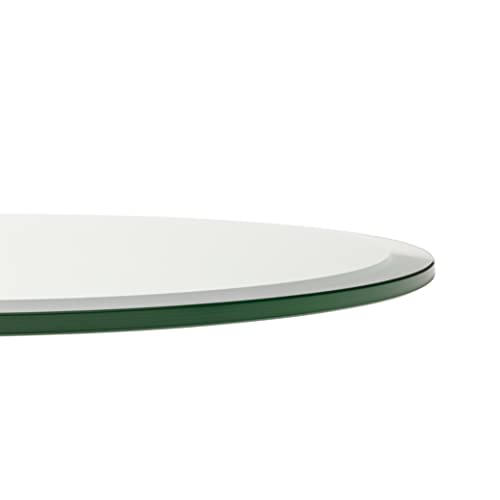 All Safe Glass 26" Round Tempered Glass Table Top 1/2" Thick Bevel Edge - Clear