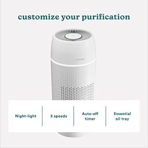 Homedics 5-in-1 PetPlus UV-C Air Purifier - 360-Degree HEPA Filter for 266 Sq Ft, Air Purifiers for Pets, Bedroom, and Home with Essential Oil Pads and Built-In Timer, 3 Speed Settings, White