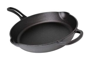 mirro mir-19053 12" pre-seasoned ready to use round cast iron skillet with helper handle, black