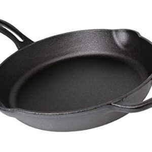 Mirro MIR-19053 12" Pre-Seasoned Ready to Use Round Cast Iron Skillet with Helper Handle, Black