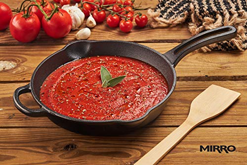 Mirro MIR-19053 12" Pre-Seasoned Ready to Use Round Cast Iron Skillet with Helper Handle, Black