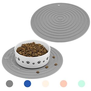 ptlom pet food mat for dog and cat placemat 2 pcs, mat for prevent food and water overflow, suitable for medium and small pet, silicone, 9.5"* 9.5"