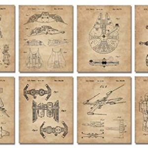 Star Vessels Gifts - Set of 8 Wall Art Prints (8x10) for Men Boys Women Bathroom Bedroom Room Decor Movie Sci Fi Wars Comic-Con Man Cave Garage Retro Reinterpreted Studio Student Decorations