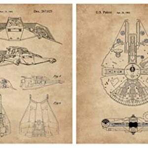 Star Vessels Gifts - Set of 8 Wall Art Prints (8x10) for Men Boys Women Bathroom Bedroom Room Decor Movie Sci Fi Wars Comic-Con Man Cave Garage Retro Reinterpreted Studio Student Decorations