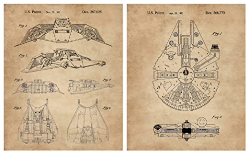 Star Vessels Gifts - Set of 8 Wall Art Prints (8x10) for Men Boys Women Bathroom Bedroom Room Decor Movie Sci Fi Wars Comic-Con Man Cave Garage Retro Reinterpreted Studio Student Decorations