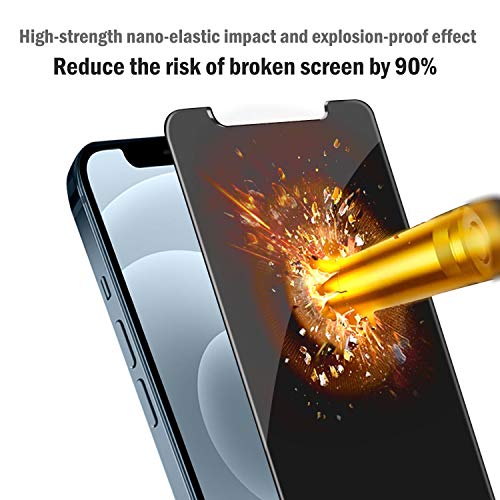 QHOHQ [2 Pack] Privacy Screen Protector for iPhone 12 Pro Max 6.7 Inch, Anti-Spy Tempered Glass Film, 9H Hardness, 2.5D Edge, Scratch Resistant, Easy Install - Case Friendly