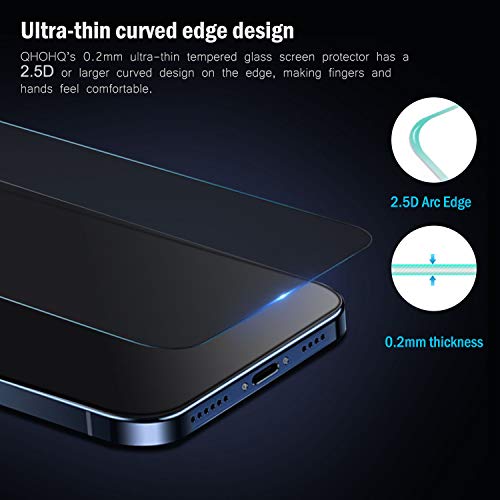 QHOHQ [2 Pack] Privacy Screen Protector for iPhone 12 Pro Max 6.7 Inch, Anti-Spy Tempered Glass Film, 9H Hardness, 2.5D Edge, Scratch Resistant, Easy Install - Case Friendly