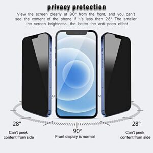 QHOHQ [2 Pack] Privacy Screen Protector for iPhone 12 Pro Max 6.7 Inch, Anti-Spy Tempered Glass Film, 9H Hardness, 2.5D Edge, Scratch Resistant, Easy Install - Case Friendly