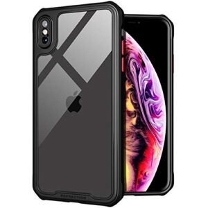tenoc phone case compatible for iphone xs max case, clear back cover bumper cases for xs max 6.5-inch, black