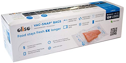 Oliso Pro VAC-SNAP Bags for Oliso Vacuum Sealers (28 Medium 1 Quart Bags, 20 Large 1 Gallon Bags, 6 Jumbo 2 Gallon Bags)