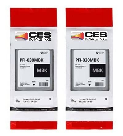 CES Imaging Canon Replacement PFI-030MBK Matte Black 2-Pack 55ml Ink Tanks in Retail Package