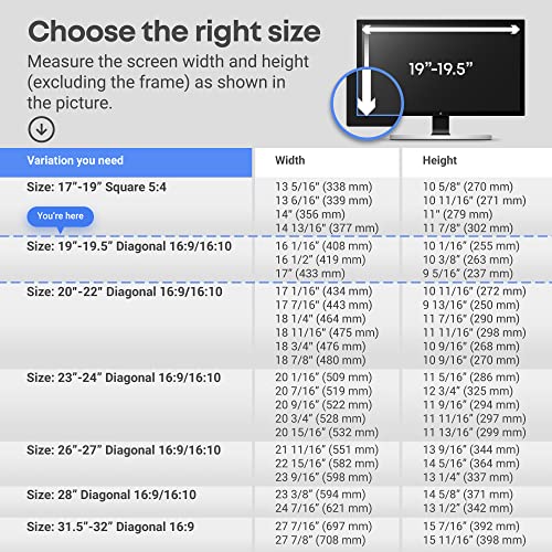 VINTEZ Universal Blue Light Blocking Screen Protector Panel for 19, 19.5 inch Diagonal LED PC Monitor Anti-UV Eye Protection Filter Film - Widescreen Monitor Frame Hanging Type (W 17.3" X H 11.4")