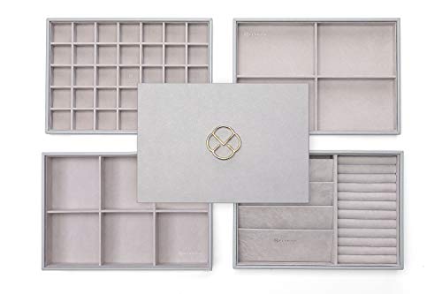 Vlando NEW Miller Jewelry Trays Stackable Showcase Display Drawer Organizer Storage- Multi-Purpose,Multiple Combinations, Large Capacity Multi-Layer Design and Fashion(Grey)