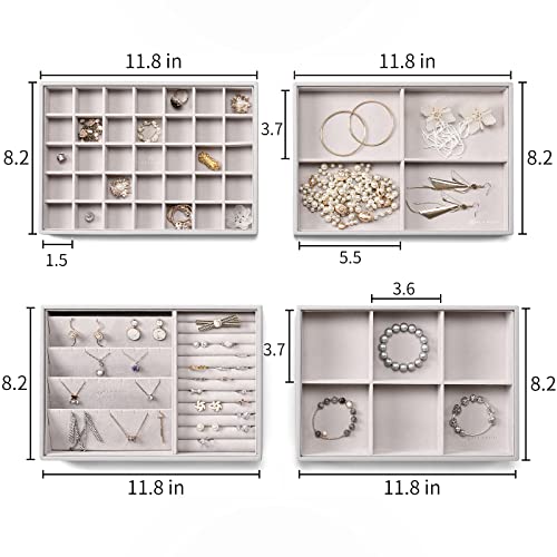 Vlando NEW Miller Jewelry Trays Stackable Showcase Display Drawer Organizer Storage- Multi-Purpose,Multiple Combinations, Large Capacity Multi-Layer Design and Fashion(Grey)