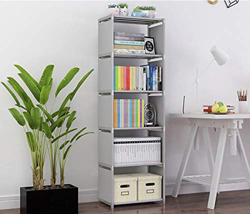 NiceAI Bookshelf Lightweight Slim Modern Bookcase Metal Framework Children's Room Arrangement Toys Office A4 File Books Kitchen Clothing Storage Rack Gray