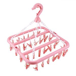 groupcow clip and drip hanger clothes hanger drying rack 32 clips (pink)