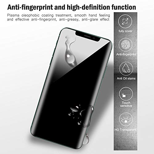 QHOHQ 2 Pack Privacy Screen Protector for iPhone 12 6.1" with 2 Packs Camera Lens Protector,Full Screen Tempered Glass Film,9H Hardness Anti-Shatter, Anti Spy, Touch Sensitive - Case Friendly