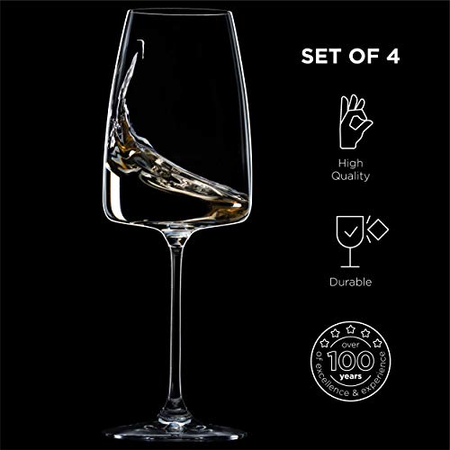 Wine Glasses Set of 4-14 oz White Wine Glasses, Unique Wine Glass Set, European Wine Glass Set, Dishwasher Safe Red Wine Glasses Set of 4, Large Bowl Crystal Wine Glasses, Gifts for Couples