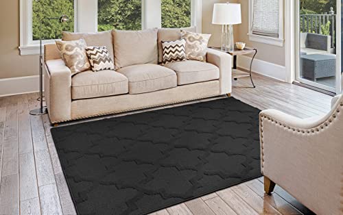 Garland Rug Quatro 5 Ft. x 7 Ft. Area Rug Black