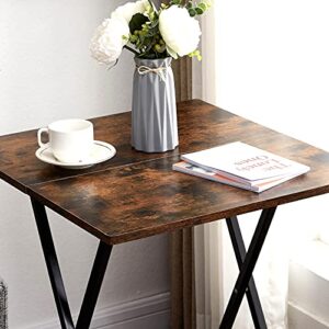 EKNITEY Folding Wooden Card Table - 22" D x 23.6" W Foldable TV Tray Table No-Assembly Industrial Dinner Table Portable Snack Table for Home Use, Picnic, Party, Easy Storage,