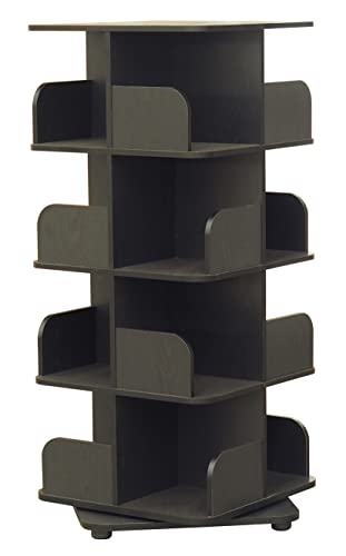 Kings Brand Furniture - 4-Tier Revolving Bookcase Bookshelf, Media Storage Cabinet, Black