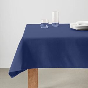 Amazon Basics Rectangle Washable Polyester Fabric Tablecloth - 60" x 102", Navy Blue, Pack of 2