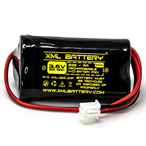 XML Battery (3 Pack) Unitech AA900MAH 3.6V Exitronix Lowes 253799 BBAT0063A TOPA 6200RP10010037 6200-RP 3.6v 900mAh Ni-CD Battery Pack Replacement for Exit Sign Emergency Light