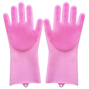 pet grooming gloves for bathing and hair removal, dogs and cats bath shampoo brush , soft and durable silicone scrubber glove for pets shower like horse, dog and cat