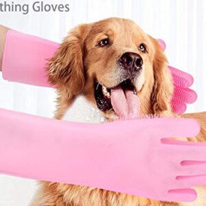 Pet Grooming Gloves for Bathing and Hair Removal, Dogs and Cats Bath Shampoo Brush , Soft and Durable Silicone Scrubber Glove for Pets Shower Like Horse, Dog and Cat