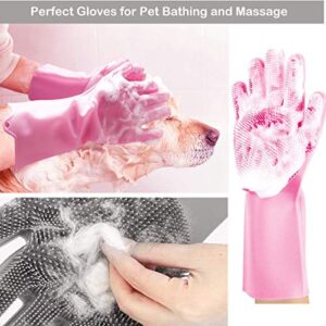 Pet Grooming Gloves for Bathing and Hair Removal, Dogs and Cats Bath Shampoo Brush , Soft and Durable Silicone Scrubber Glove for Pets Shower Like Horse, Dog and Cat