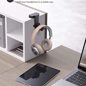 Lamicall Headphone Stand, Sticky Headset Hanger - 360 Degree Rotation Earphone Adhesive Hook Holder Mount, Table Headphone Stand with Cable Organizer, Headset Clamp for HyperX, Sony, Sennheiser -Black