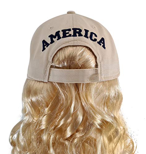 Country Hick Costume Set - USA Hat with Blonde Wig - Cross Necklace - Earrings -