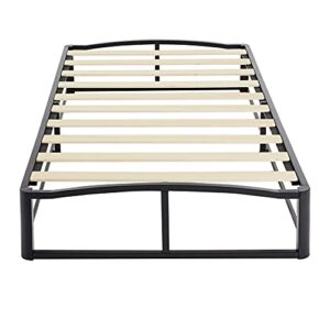 Amazon Basics Metal Platform Bed Frame with Wood Slat Support, 6 Inches High, Twin, Black