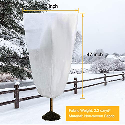 KONIGEEHRE Upgraded Version 5 Packs Plant Freeze Protection Covers 32 x 47 Inch Winter Shrub Cover Tree Frost Blanket with Drawstring for Winter Frost Protection Sun Protection