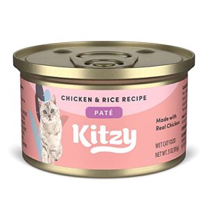 amazon brand - kitzy pate canned cat food, chicken and rice, 3 oz ( 24 pack)