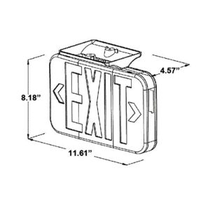 AH Lighting LED Emergency Exit Sign Red with 1.2V Nickel Cadmium Battery, 4W Max Power Consumption, UL-94V-0 Flame Rating, Fire-Resistant Thermoplastic ABS Housing